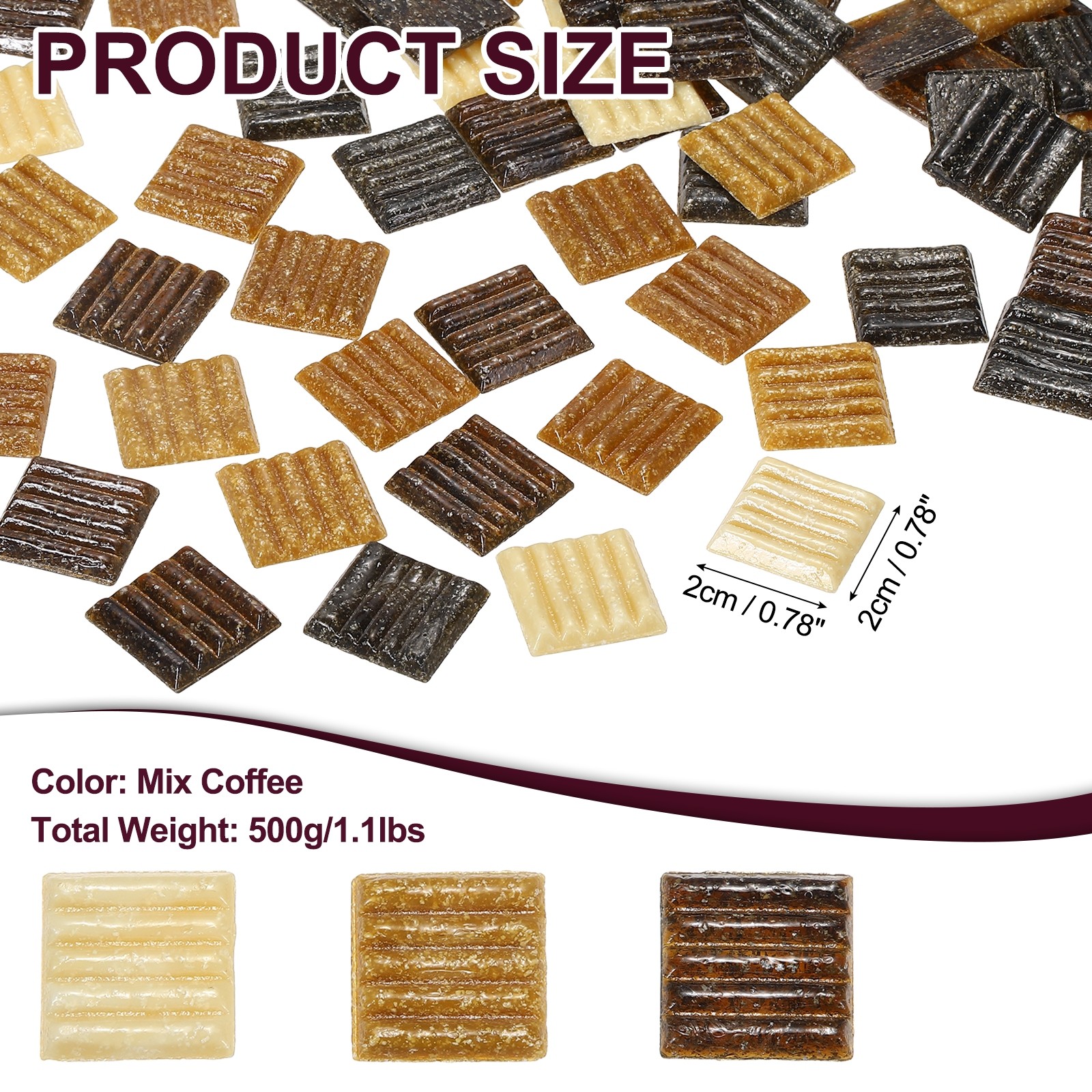 1.1LB Quartz Mosaic Tiles for Crafts Bulk, 3/4″ Square Mosaic, Mix Coffee