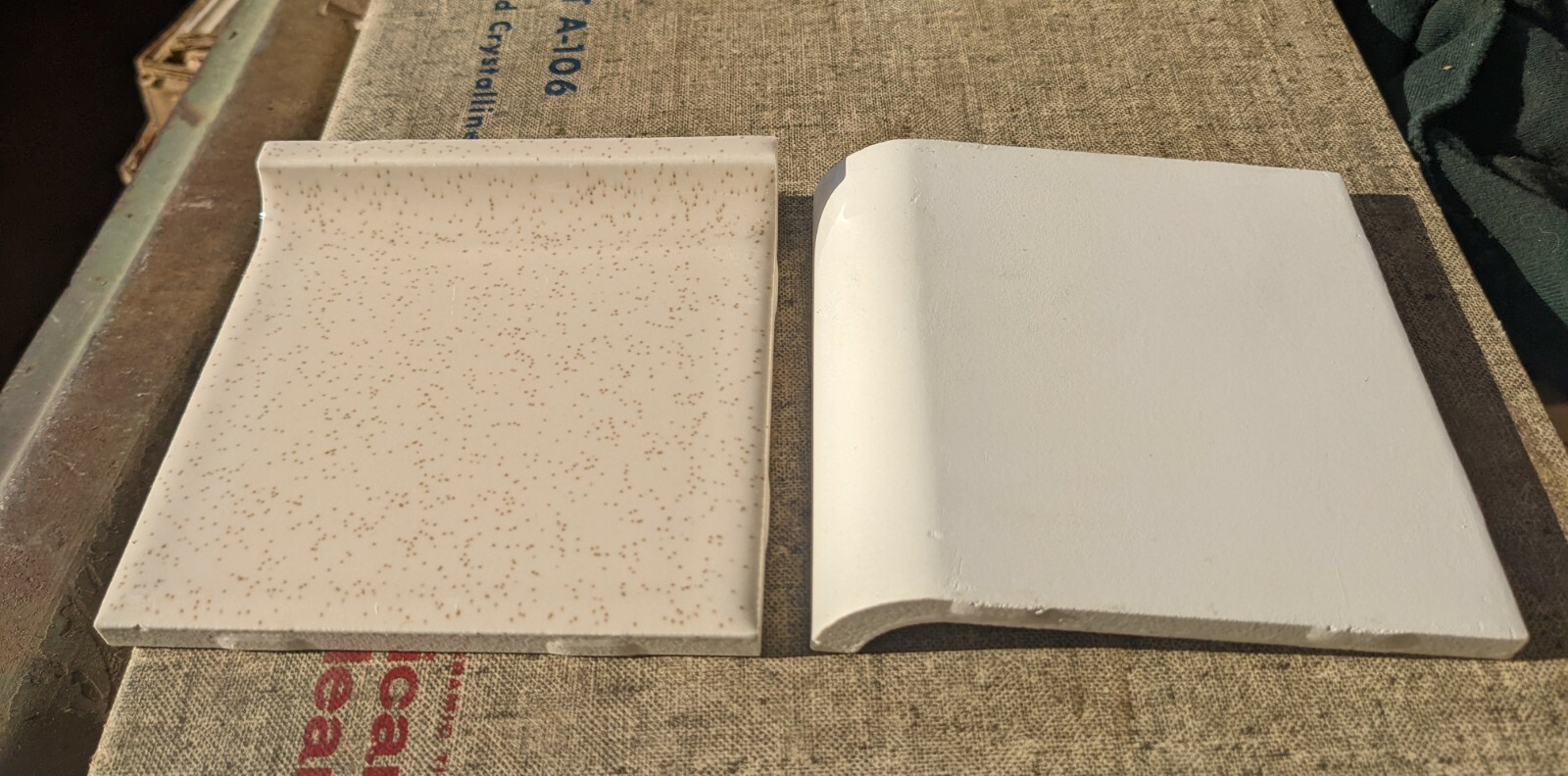 2 pieces 4 1/4″ Ceramic Tile Cove base A3401 46 Buckwheat American Olean Gloss