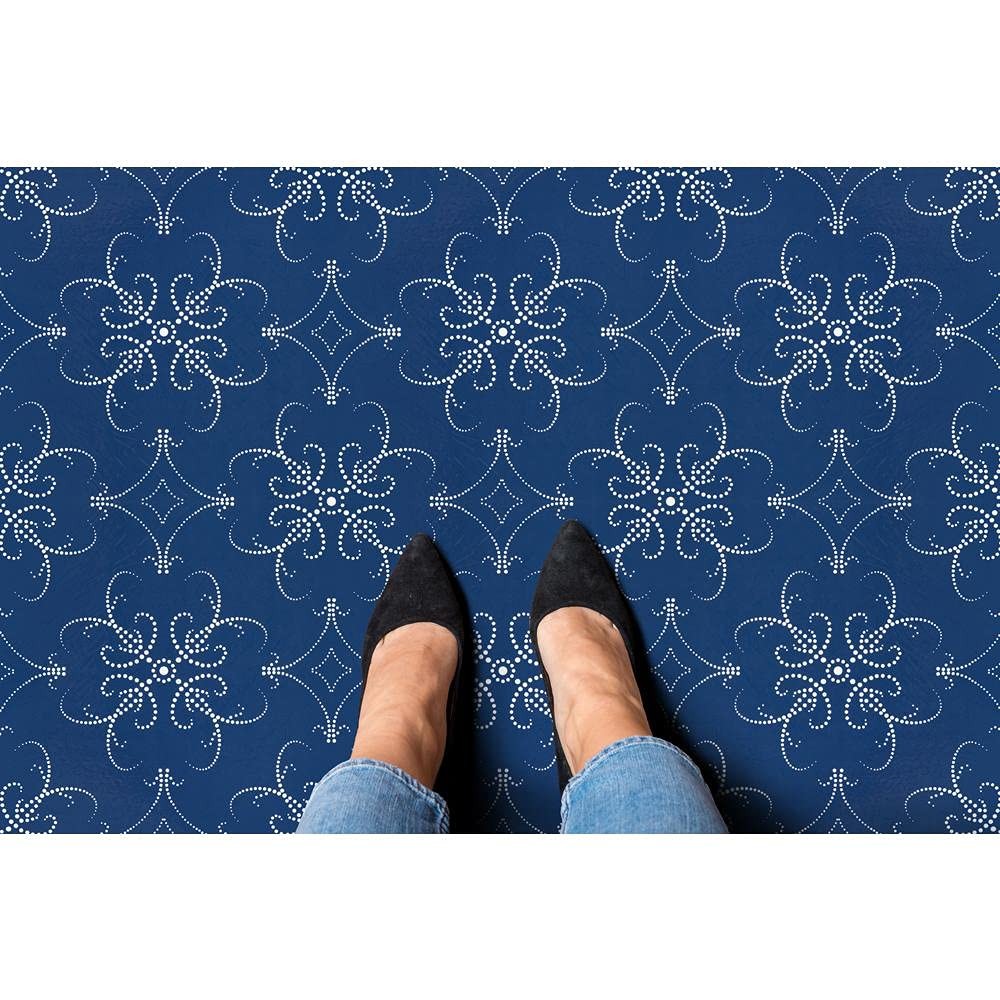 Retro Self Adhesive 12-Inch Vinyl Floor Tiles, 20 Tiles – 12″ x 12″, Navy Pea…