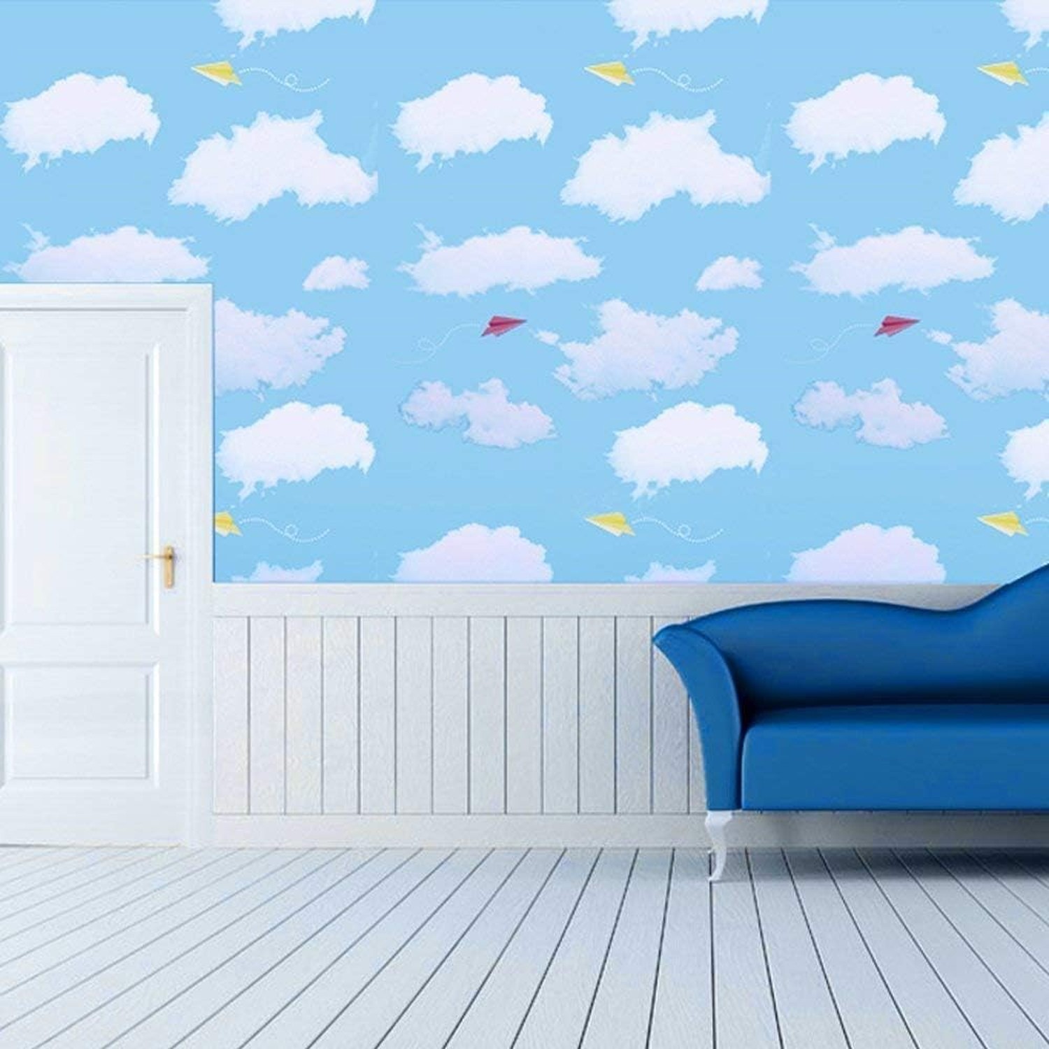 PoetryHome Self Adhesive Blue Sky Contact Paper Wallpaper for Walls Nursery K…