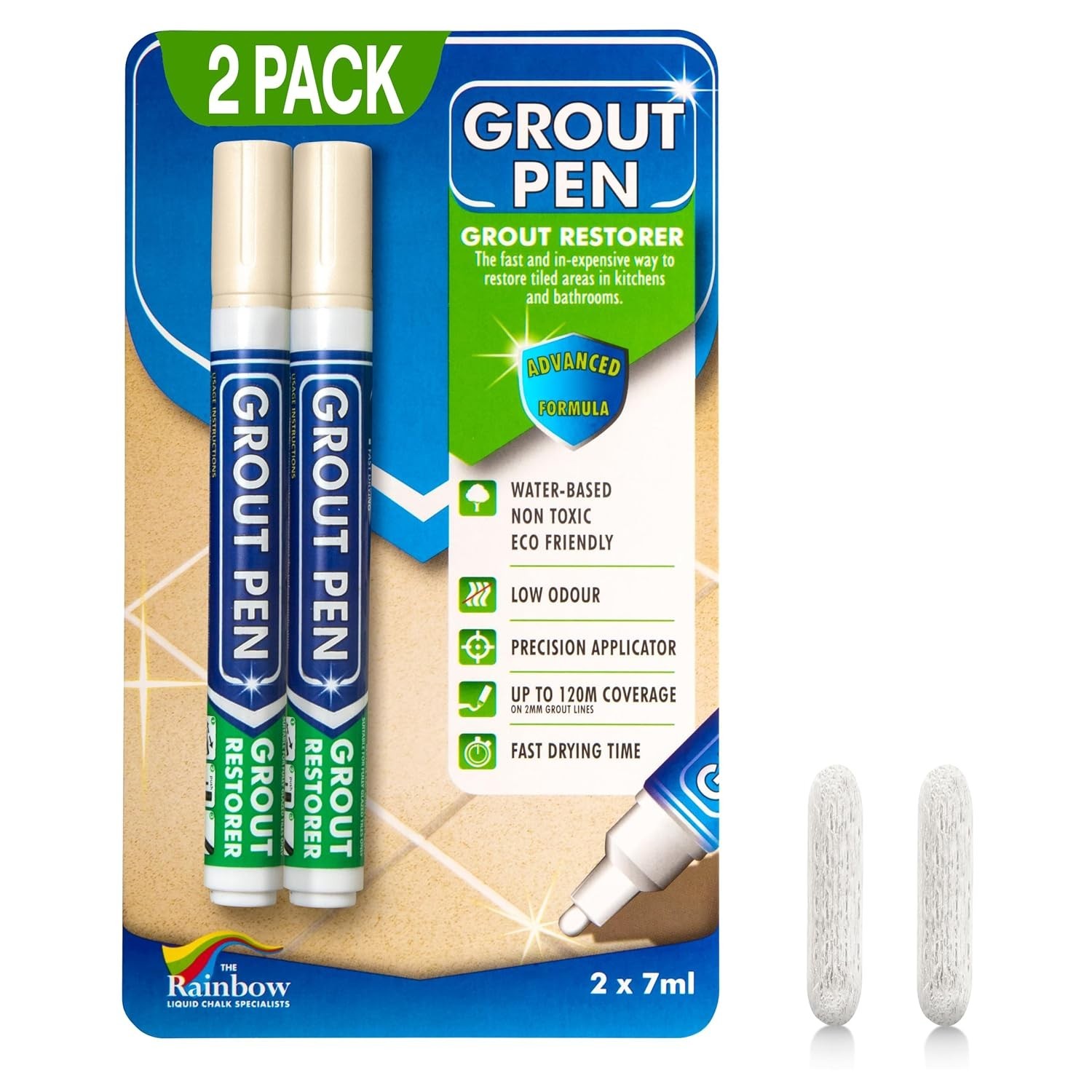 2-Pack Cream Grout Pen – Waterproof Tile Colorant for Easy Grout Restoration