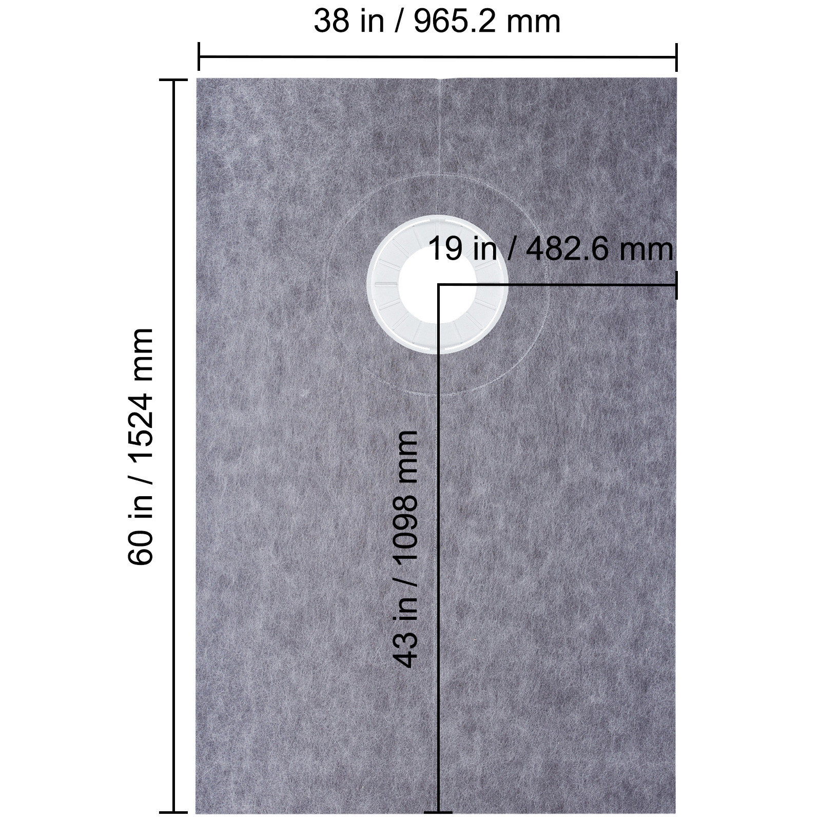 VEVOR Waterproofing Shower Kit Shower Kit Tray 38”x60” with Offset Drain ABS