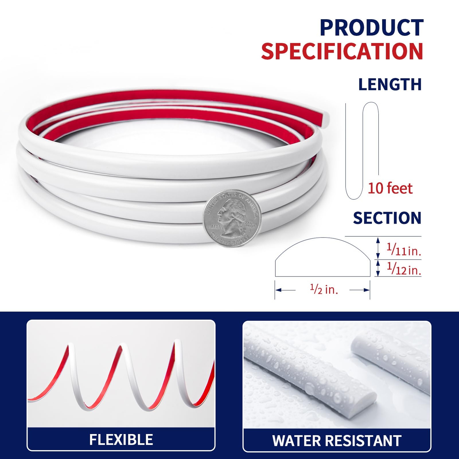 Art3dwallpanels 10 Ft Flexible Peel and Stick Trim Molding for Backsplash Tile E
