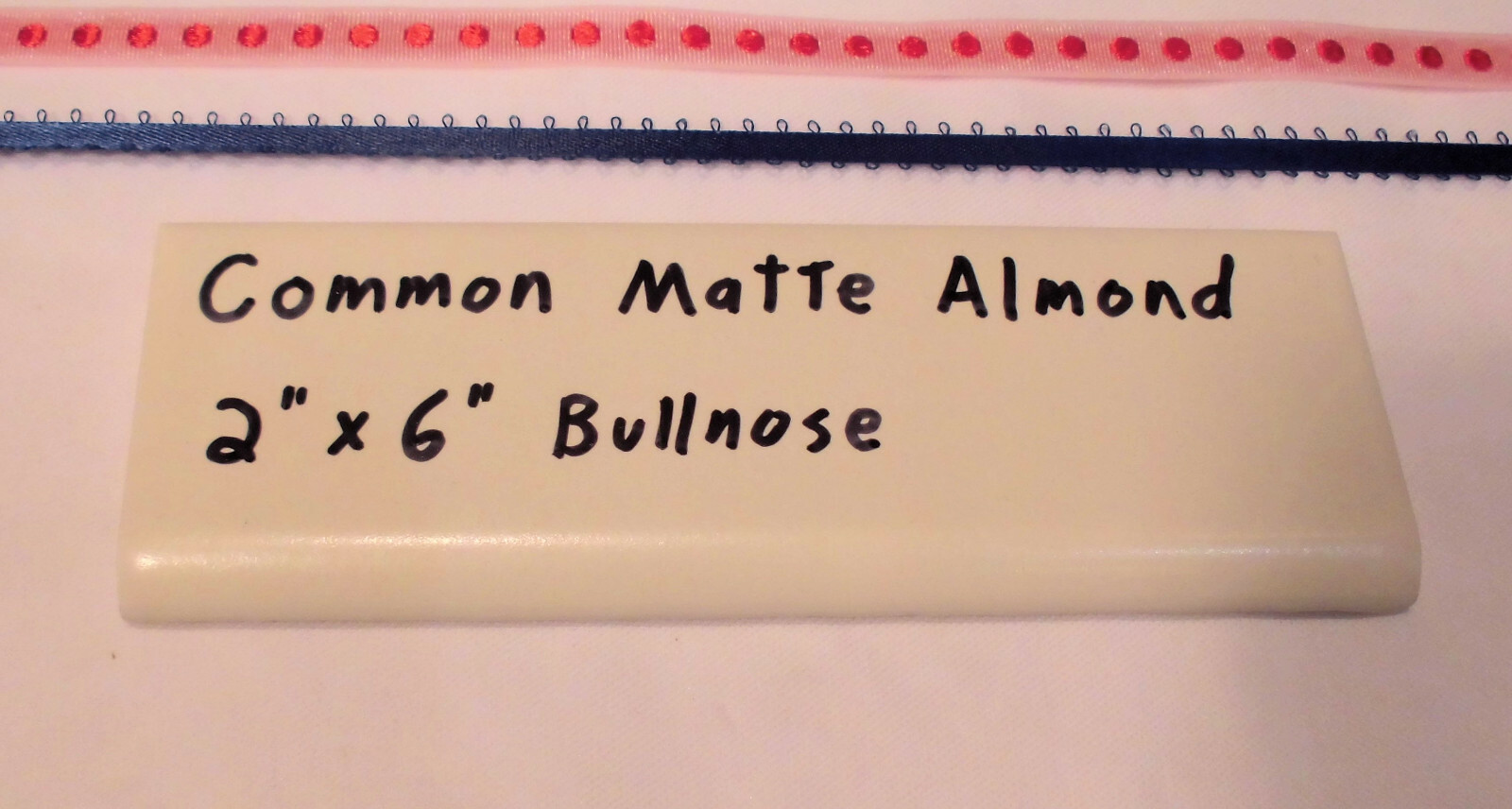 1 pc. Vintage Ceramic Bullnose Tile 2” X 6” *Matte Almond* Flat-Surface Type