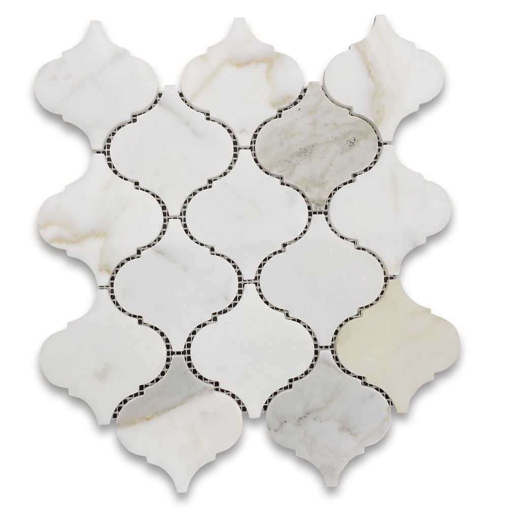 G893XH Calacatta Gold Calcutta Marble Arabesque Lantern Baroque Tile Honed