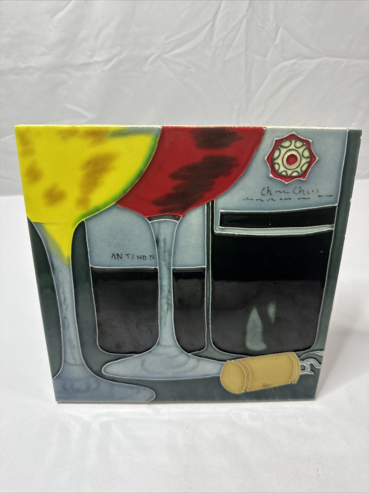 Wine with Glass II – Decorative Ceramic Art Tile – 8″x8″ En Vogue Set Of 2