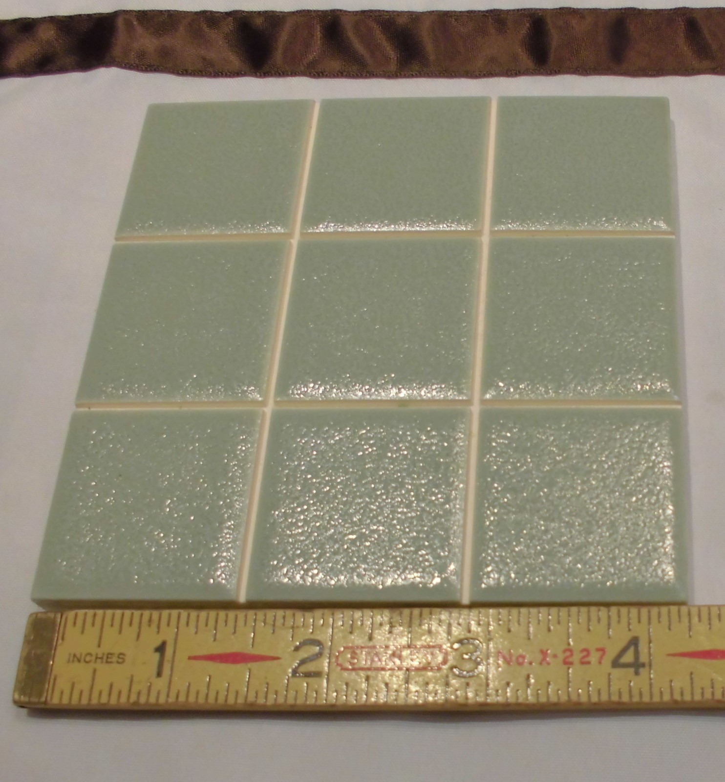 1 pc. Ceramic Tile *Greenest* Scored by American Olean 4-1/4″ (NOS) Crystalline