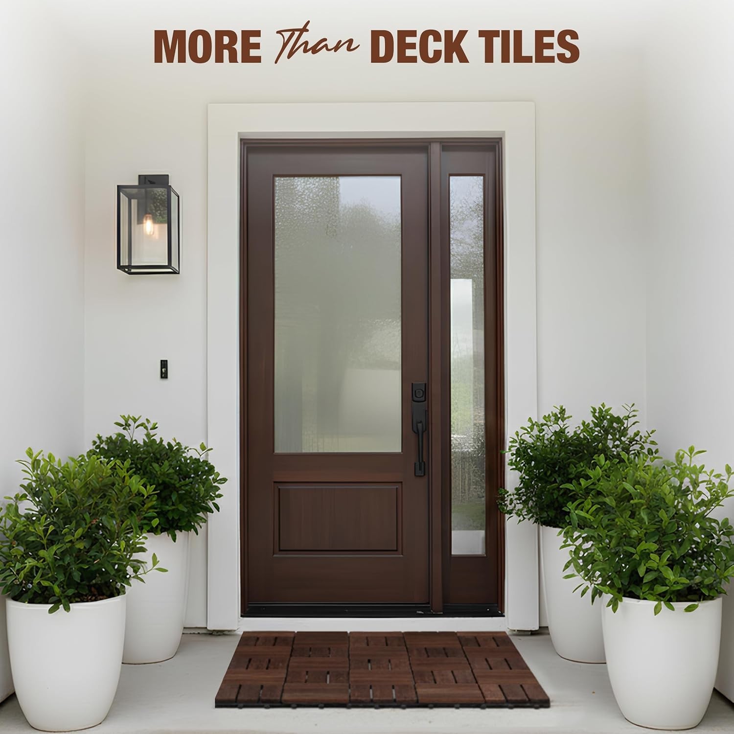 Acacia Wood Interlocking Deck Tiles, 9 Pc, 12″ x 12″ x 0.9″, Dark Brown