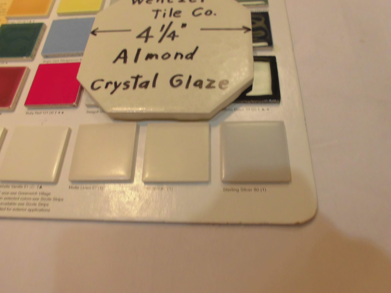 1 pc. Octagon 4-1/4″ Almond *Crystal Glazed* Ceramic Tile by Wenczel Tile Co.