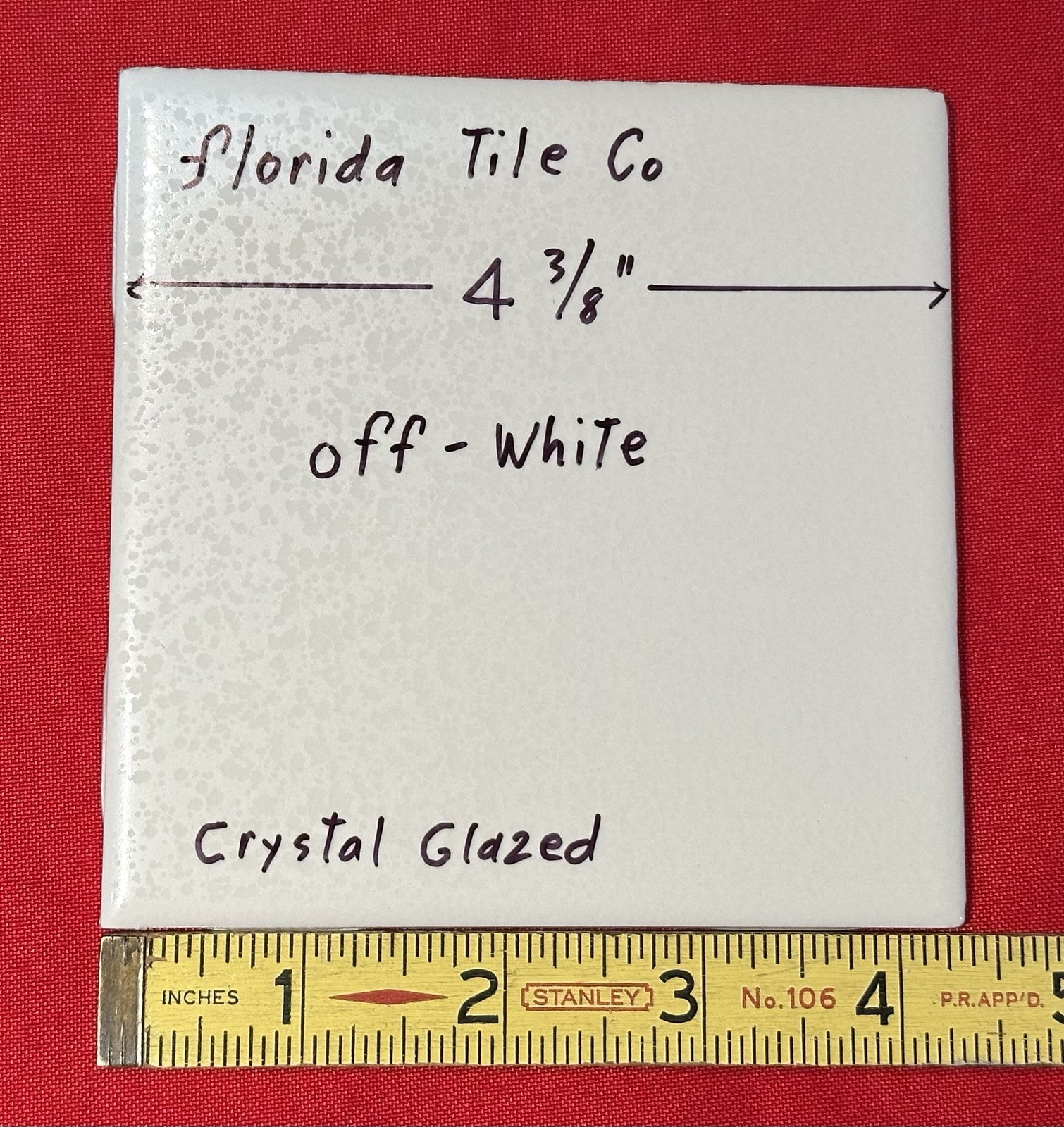 1 pc. Off-White: Ceramic Tile 4-3/8″ Crystal Glazed by Florida Tile Co. NEW
