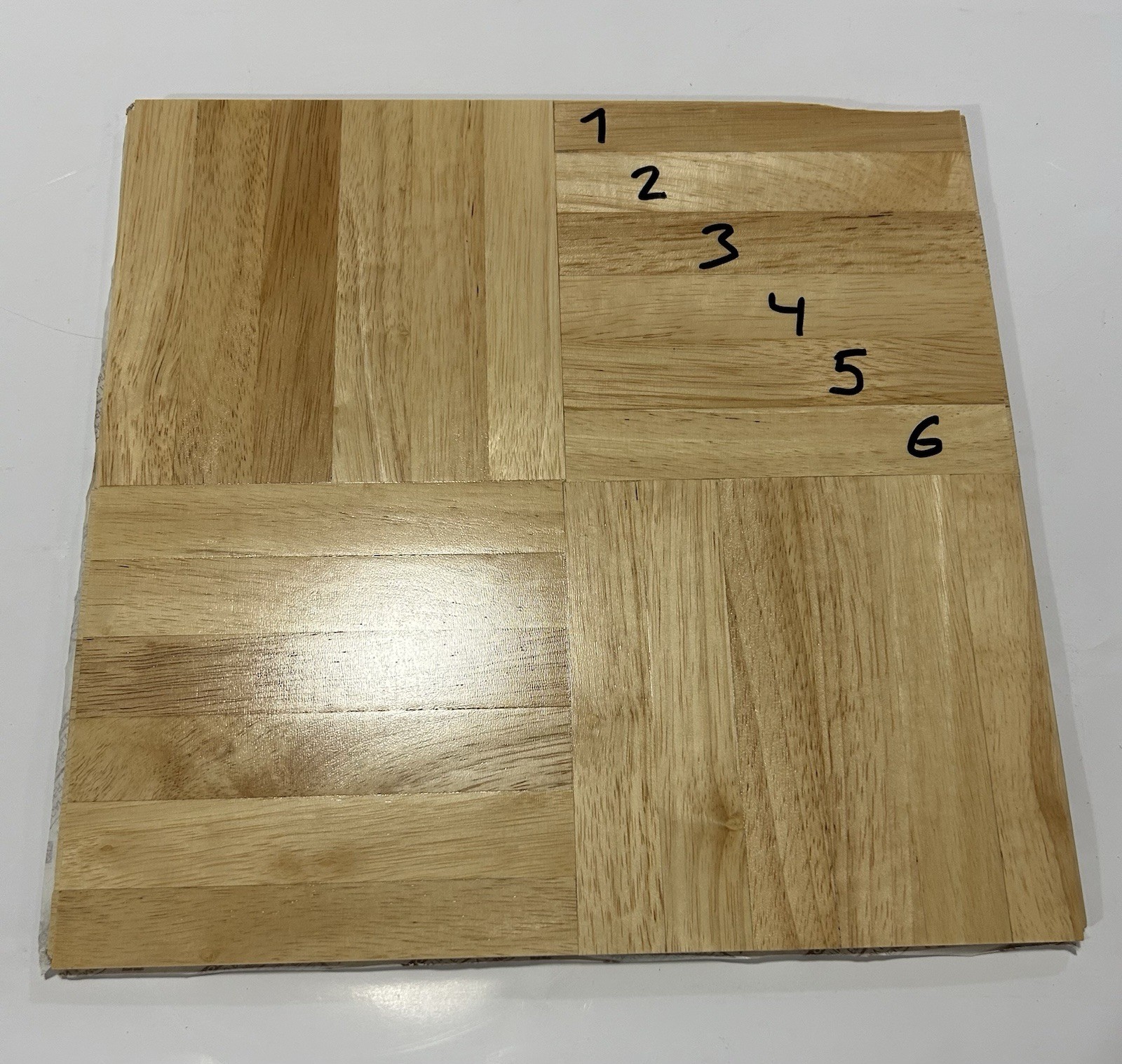 Cryntel EZ Parquet Self Stick Tiles ~Natural~ 9 (12×12) Tiles 6-finger READ