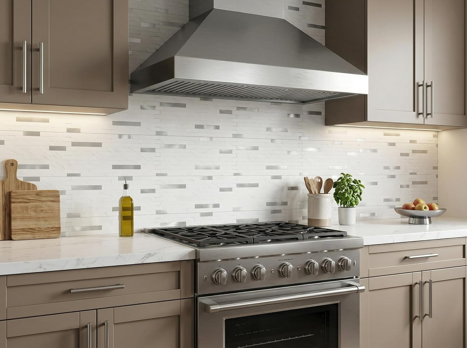 Peel and Stick Stone Metal Backsplash Tiles – 40 Sheets Jazz White 6″x12