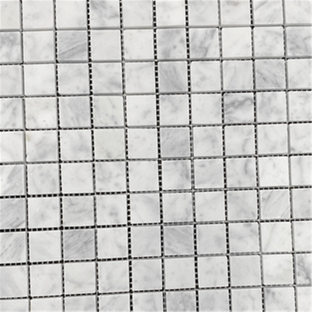 C24XH 1×1 Square Grid Mosaic Tile Honed Carrara White Marble Venato Bianco