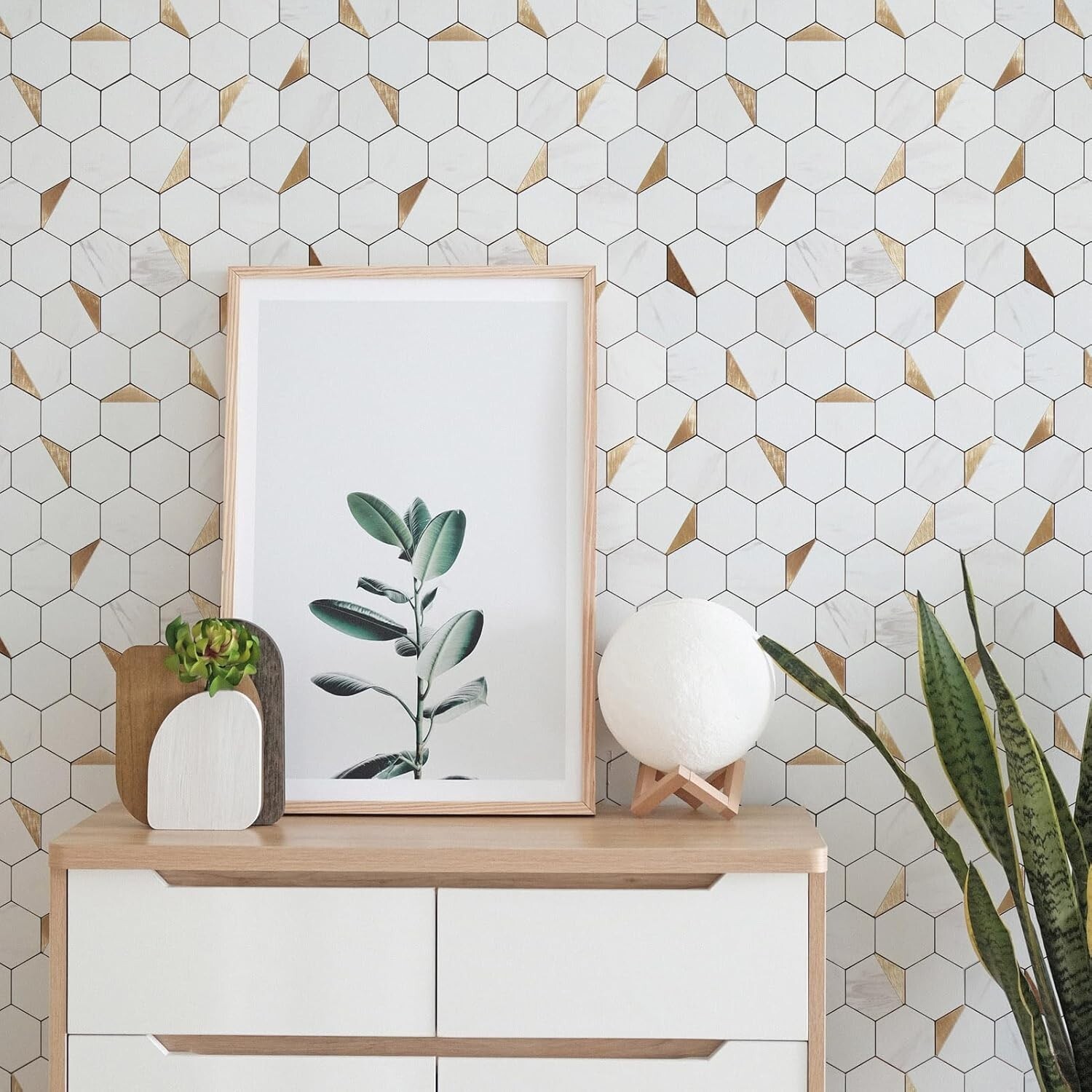 10-Sheet Hexagon Peel and Stick Backsplash Tile 12×12 inches Carla White Mixed M