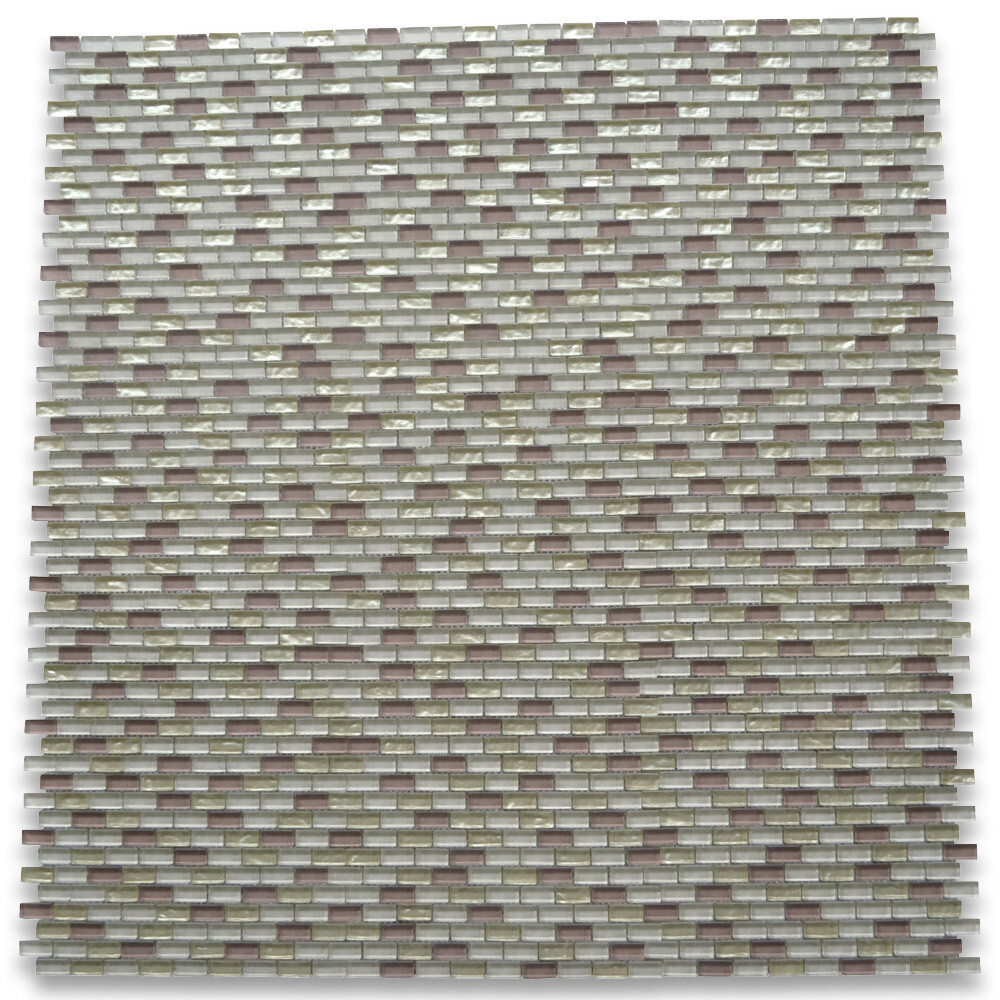 A62005 Glass Mosaic Tile Pink Light Yellow & Beige Glass Accent Backsplashes