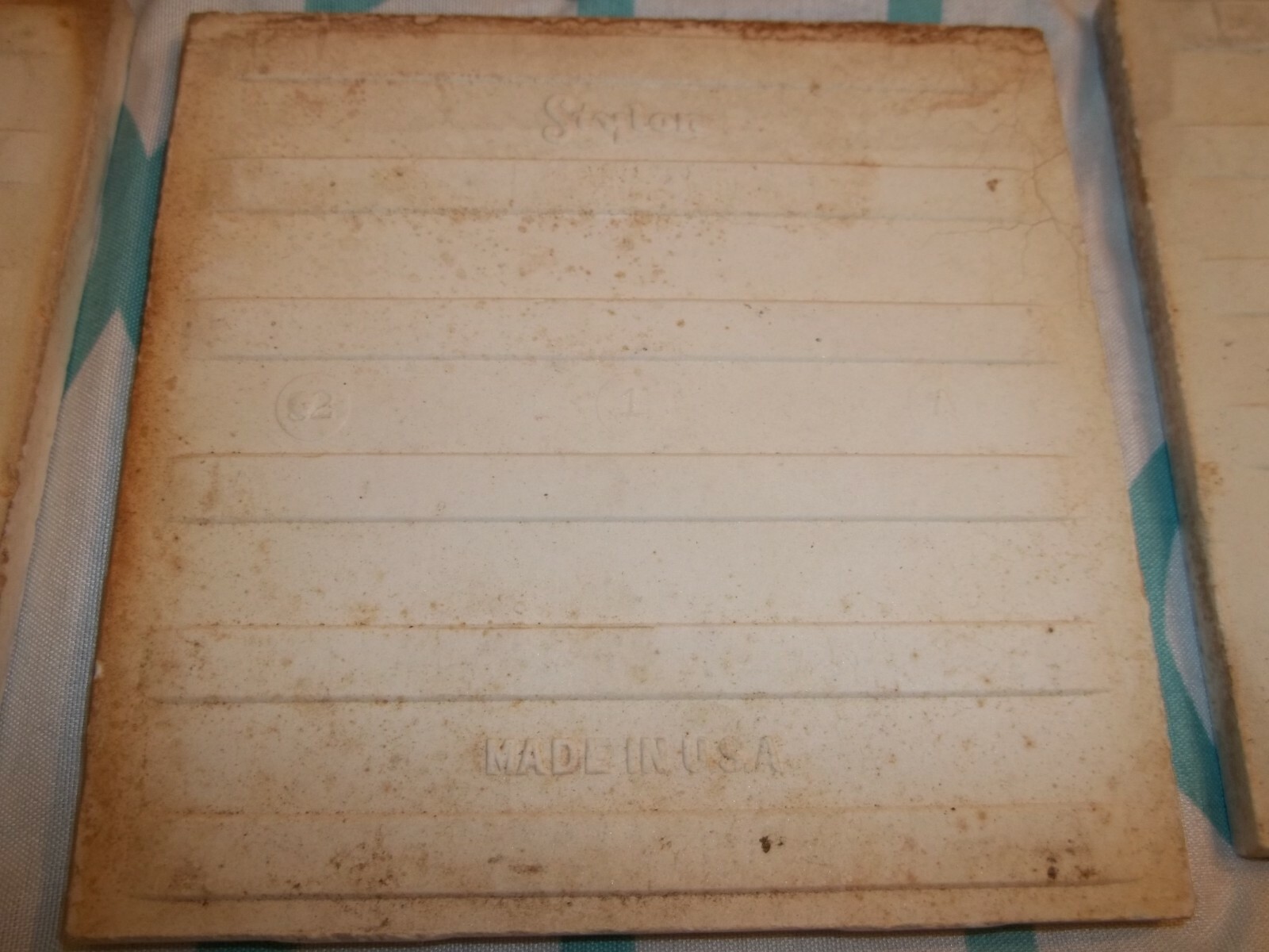 Vtg Lot of 12 1950’s Stylon Glossy Ceramic Light Gray Bathroom Wall Tiles 4 1/4″