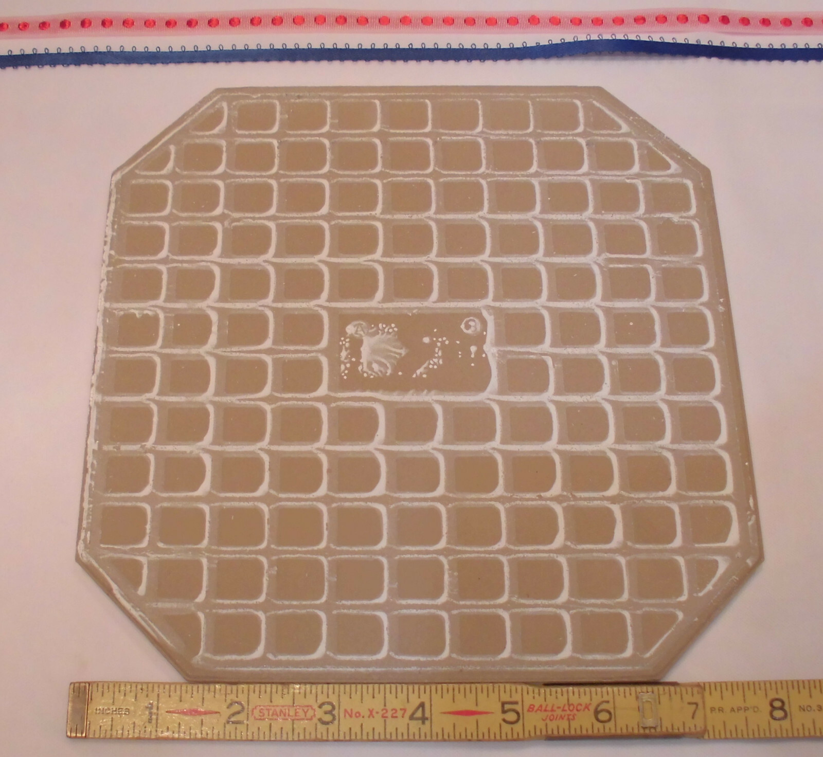 1 pc. CLIPPED 8″ White Ceramic Floor Tile: Smooth Matte Surface: New Old Stock