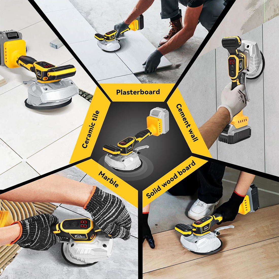 Tile Vibration Leveling Machine for Dewalt 20V Battery,Suction Cup 8-speeds