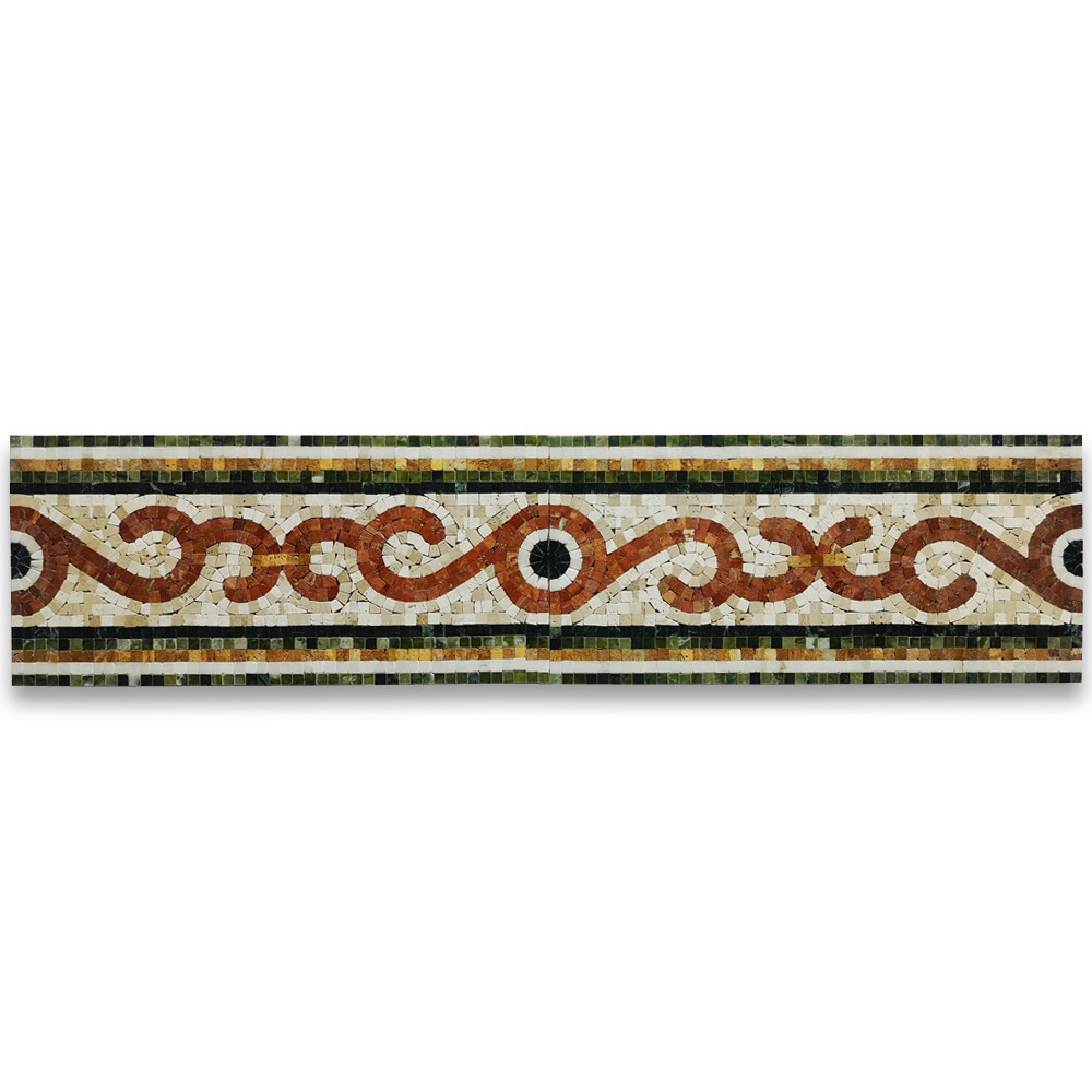 B0113P Coral Seagrass 8.3×17.7 Marble Mosaic Border Listello Tile Polished