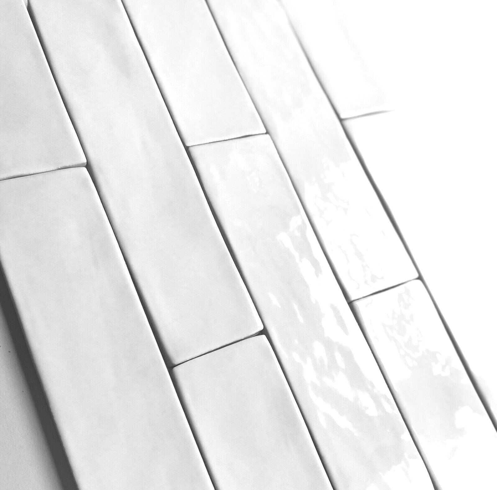 2.5″ x 10″ Soft White Artisan Finish Glossy Spanish Porcelain Tile (Pack of 6)