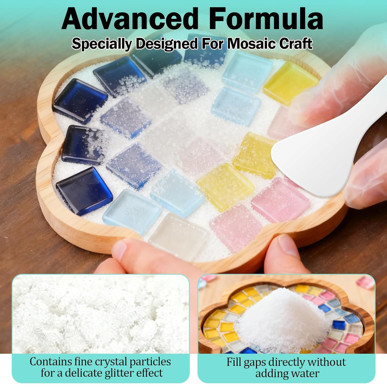 9oz Mosaic Grout, Mosaic Tile Grout Kit Glitter Grout Clear Crystal Sand Waterpr