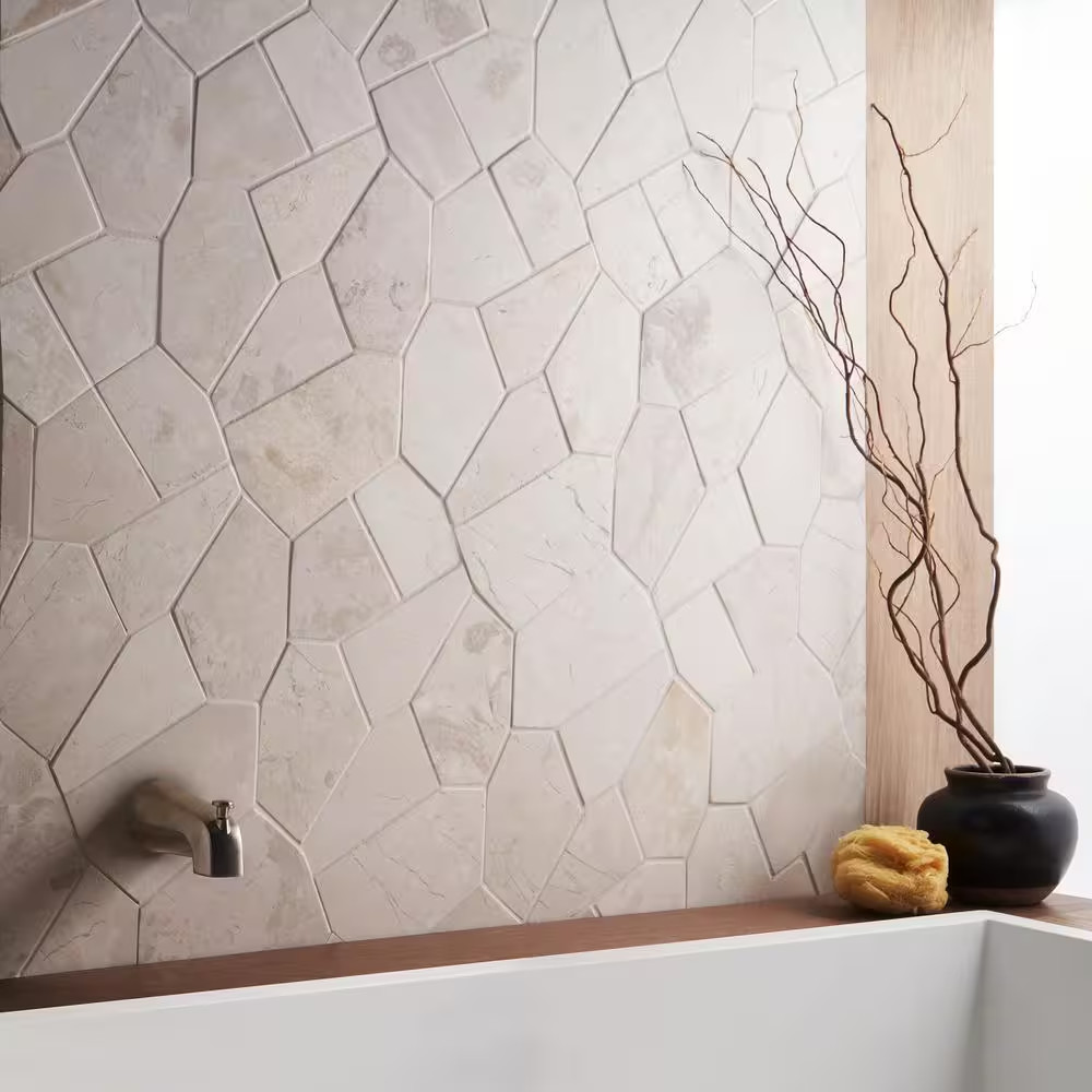 Countryside Organica White 11.81 In. X 19.68 In. Honed Marble Mosaic Floor and W