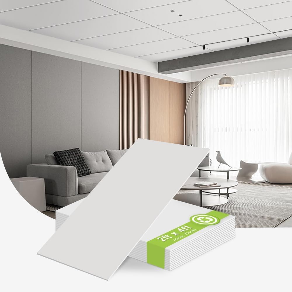2x4ft Smooth White PVC Drop Ceiling Tiles