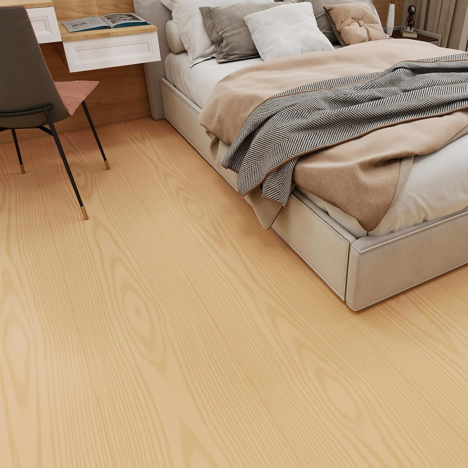 Wood Grain Peel and Stick Floor Tiles 11.8″ X 118″ Roll, Self Adhesive Vinyl Flo