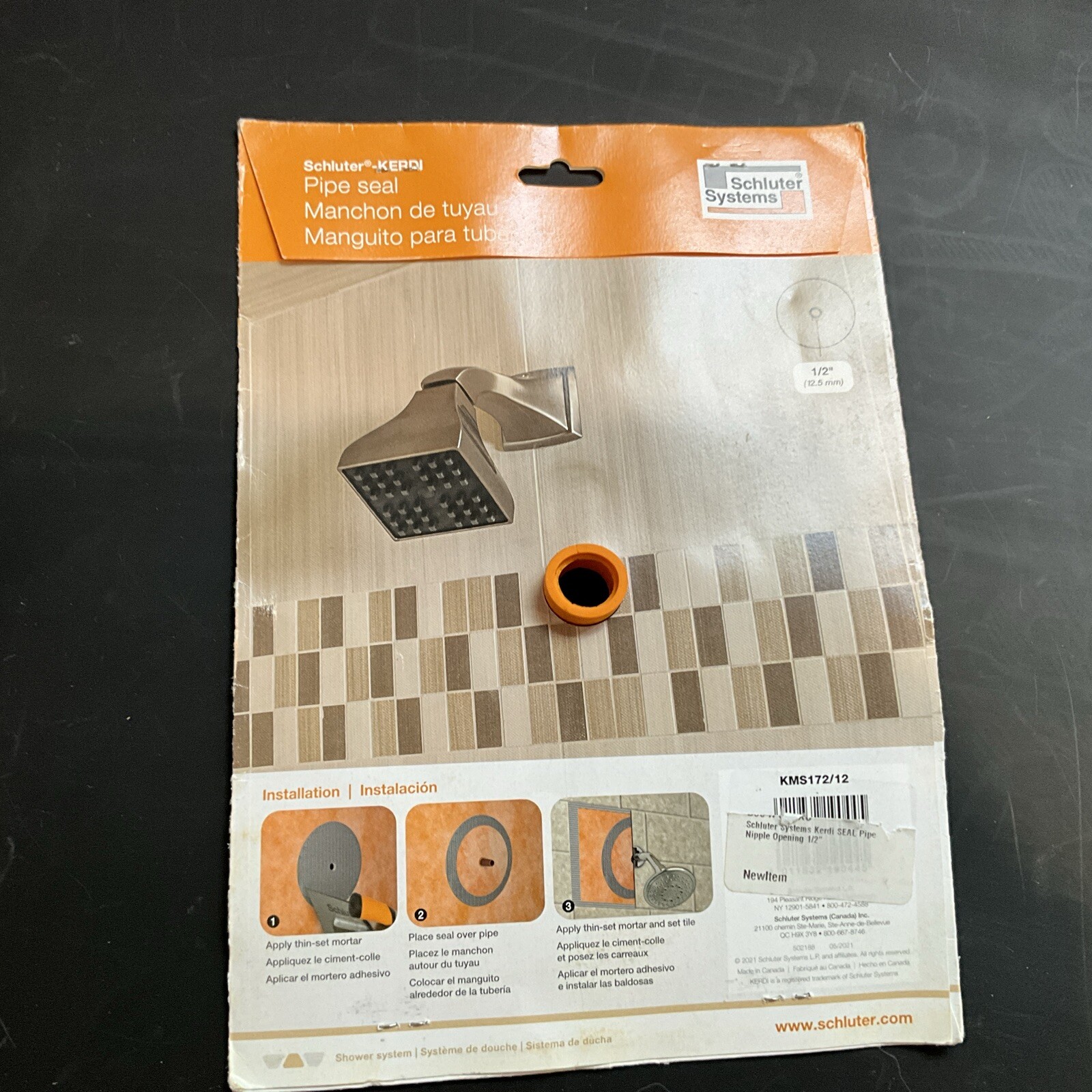 Schluter KERDI-SEAL 1/2″ Opening – Pipe NIPPLE Seal w Gasket – 4 mil KMS172/12