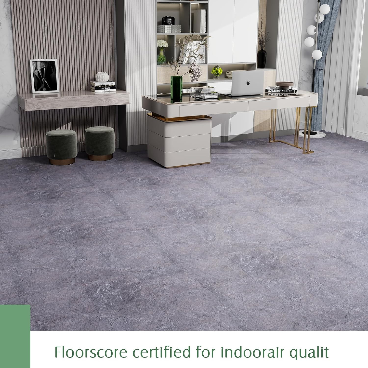 20Sq.Ft Grey Marble Peel and Stick Vinyl Floor Tiles,20 Tiles – 12″ X 12″,Waterf
