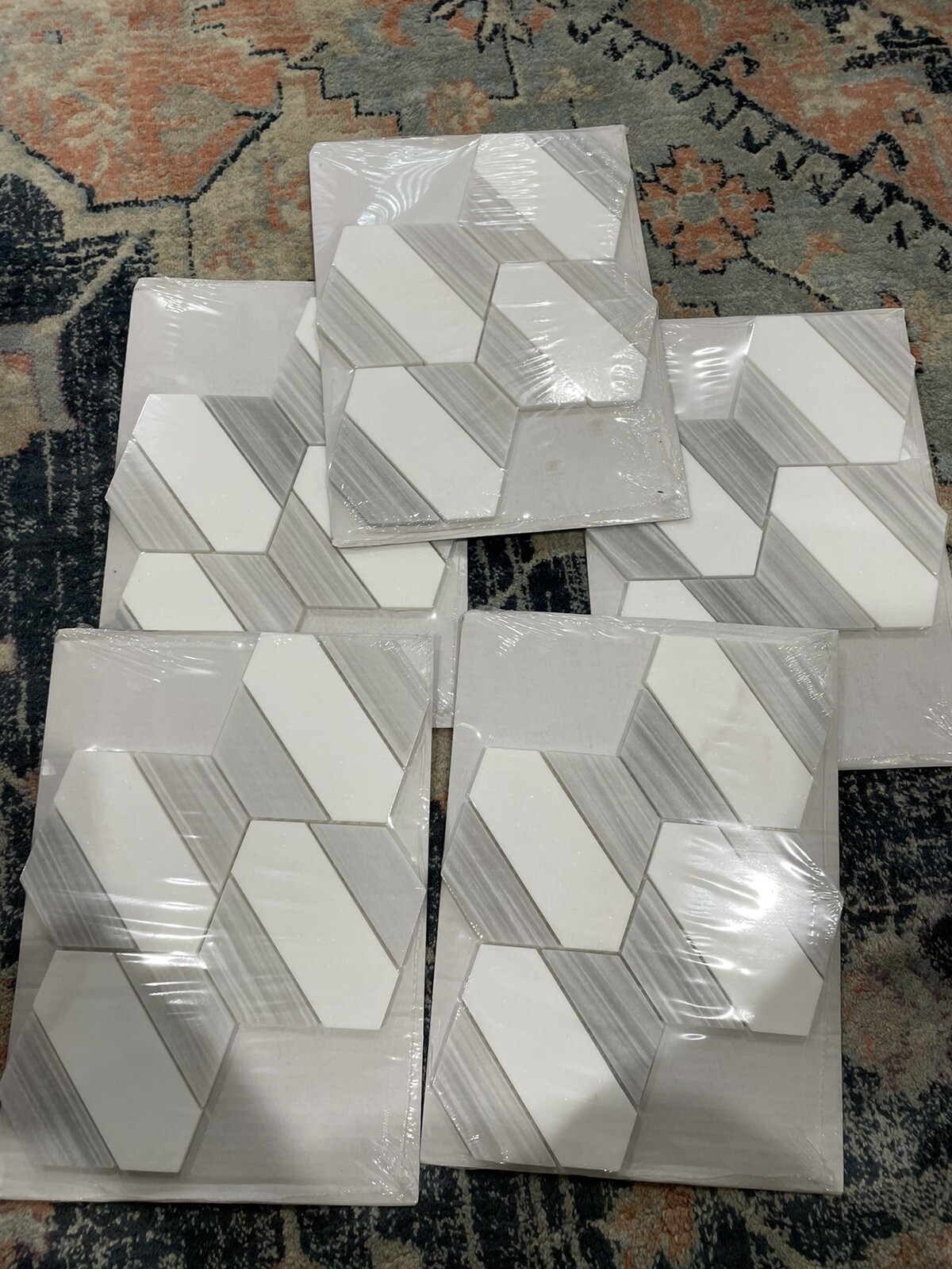 5 Sheets Jeffrey Court Cravat Marble Mosaic Tile 13022 Covers 0.518 Sqft Each,