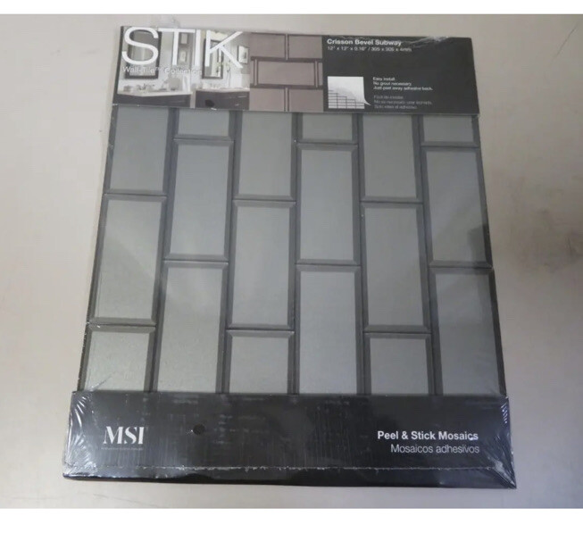MSI Crisson Bevel Subway Peel and Stick 12″ x 12″ Textured Glass Stone Look