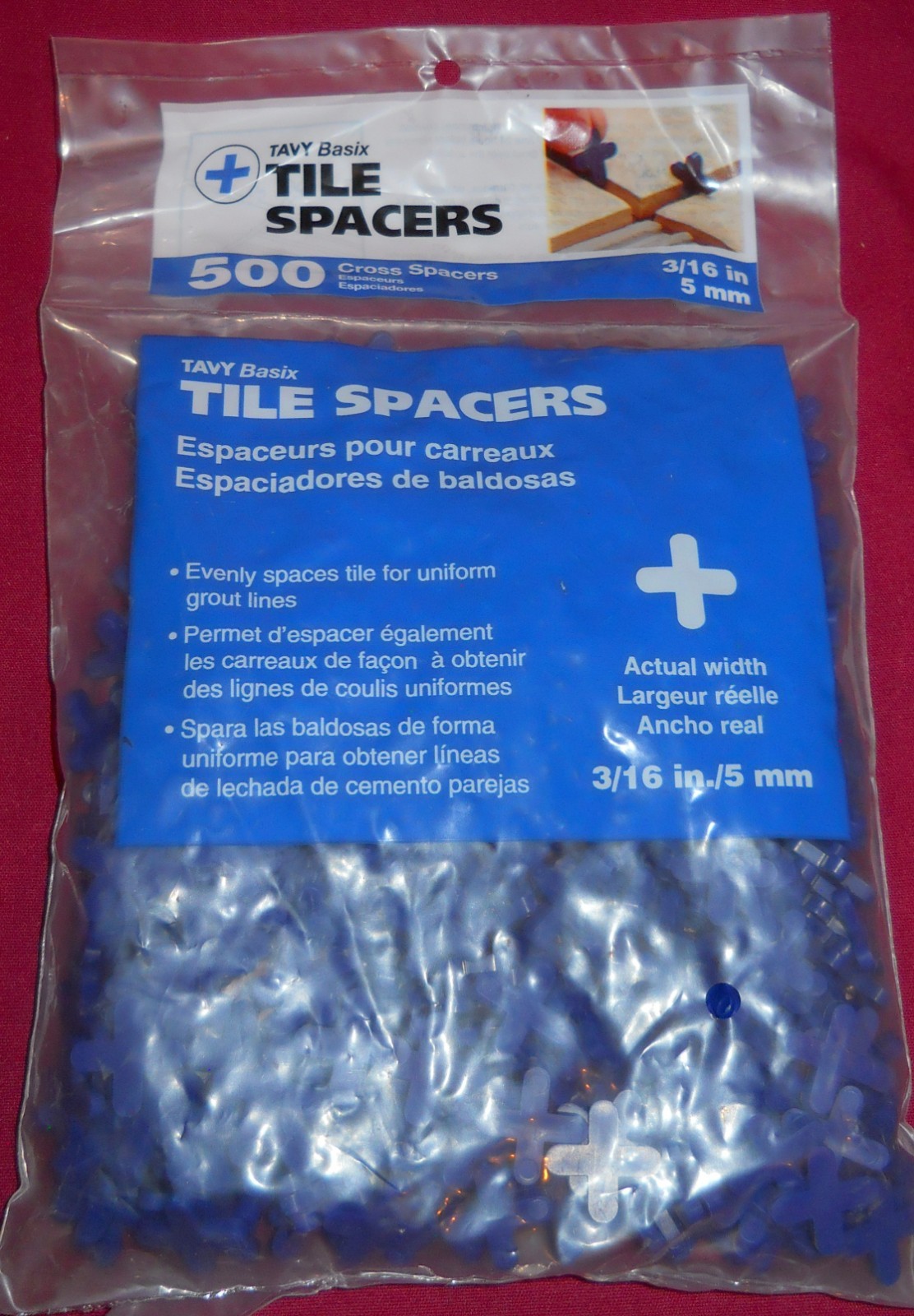 10 TAVY Basix 500-Pack 3/16″/ 5mm Blue Cross Plastic Tile Spacer NEW! FAST SHIP!