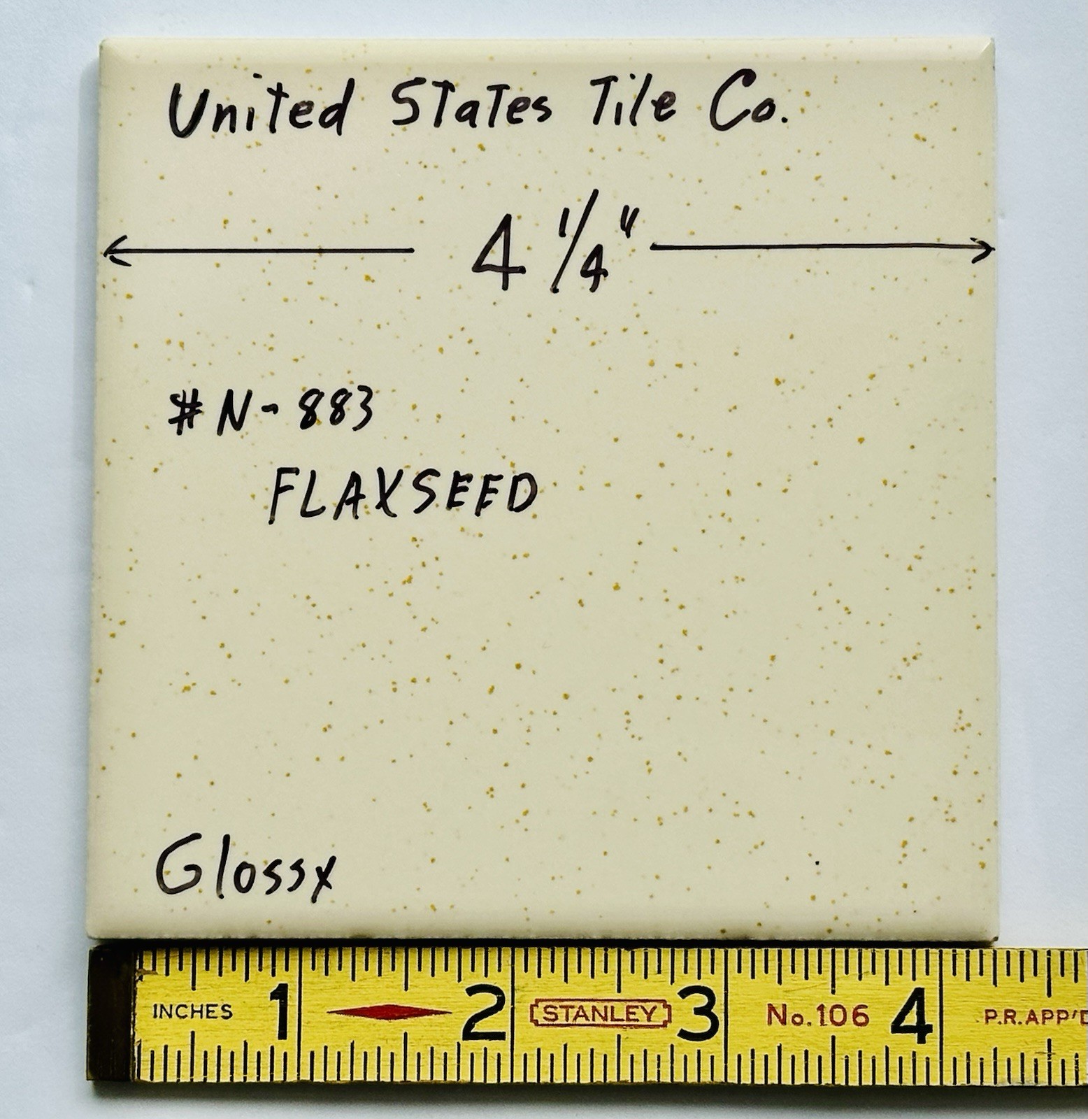 1 pc. Flaxseed: 4-1/4″ Glossy Ceramic Tile,