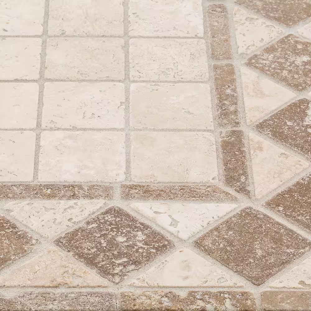 Tumbled Noce Listello 4 In. X 12 In. Decorative Accent Travertine Floor and Wall