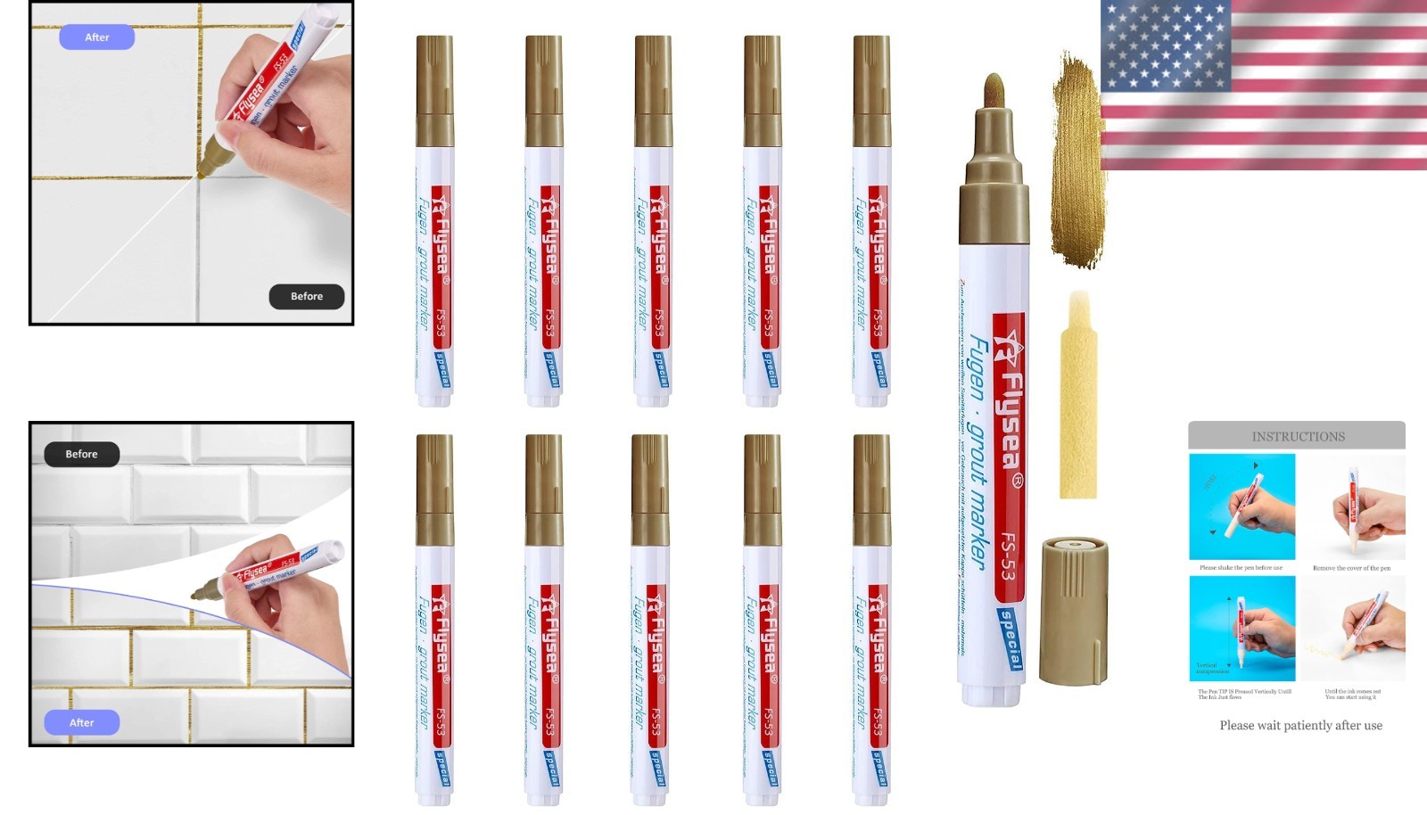 10-Piece Waterproof Tile Repair Pen Set – Restore and Beautify Tiles Easily