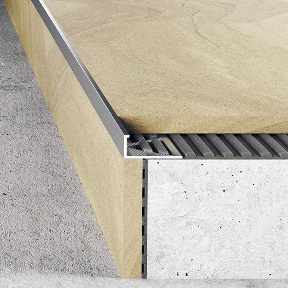 Brushed Nickel Tile Edge Trim 3/8 in. by 8 ft. Aluminum L Angle – Tube of 10
