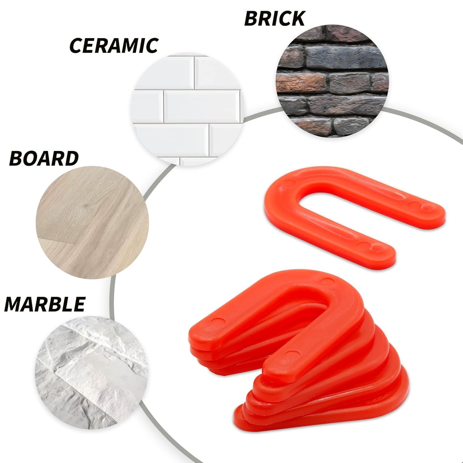 50 Pcs Horseshoe Tile Spacers 1/8 Inch U Shape Plastic Shims for Installation