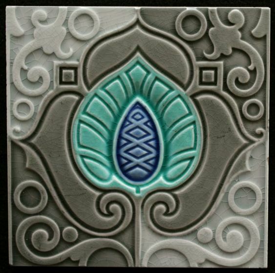 Art Nouveau Vintage Ceramic Tile Rare REPRODUCTION – Flat Surface, Not 3D !!