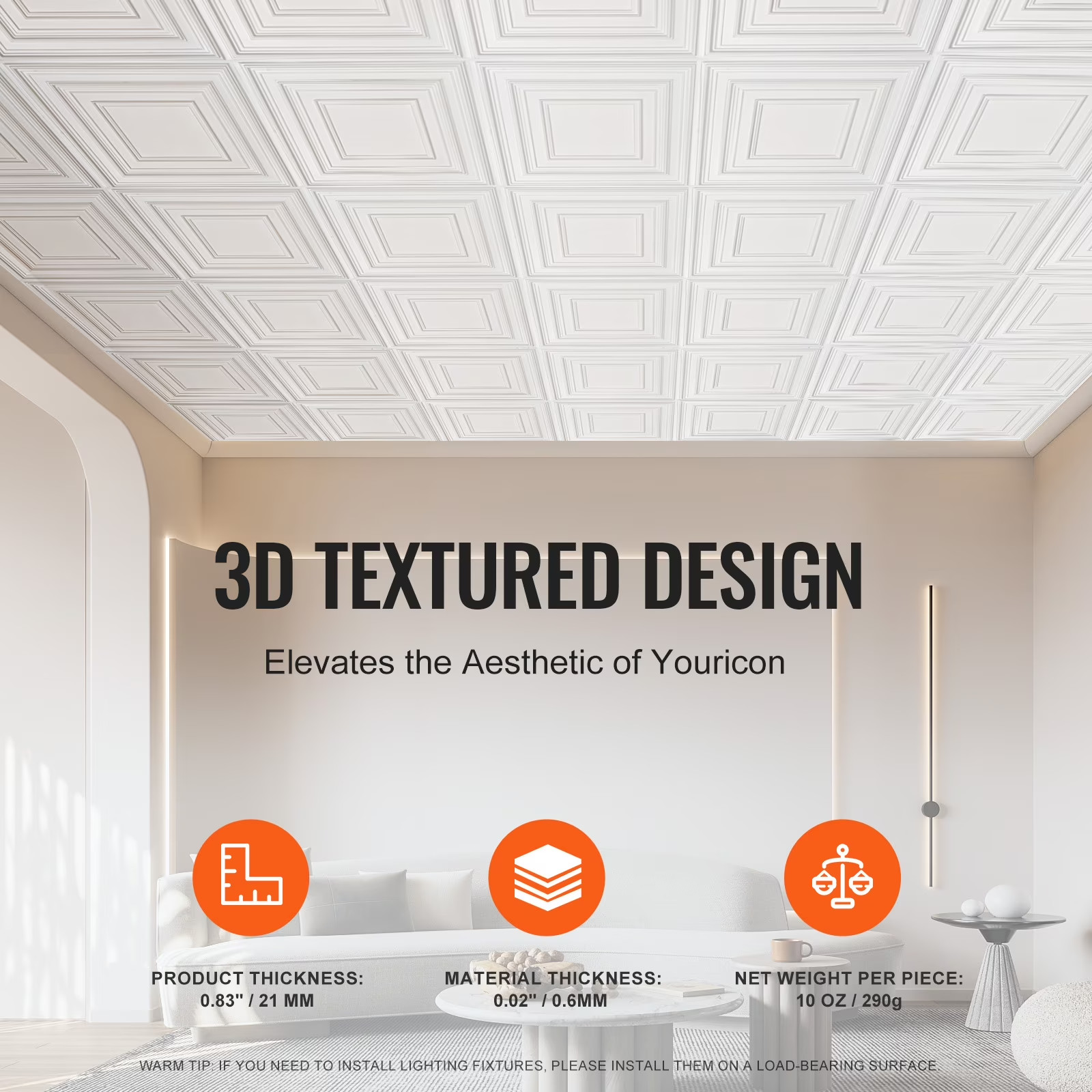 Ceiling Tiles, 12-Pack 24 x 24 in, PVC Panels for Drop Ceilings, Simple Installa