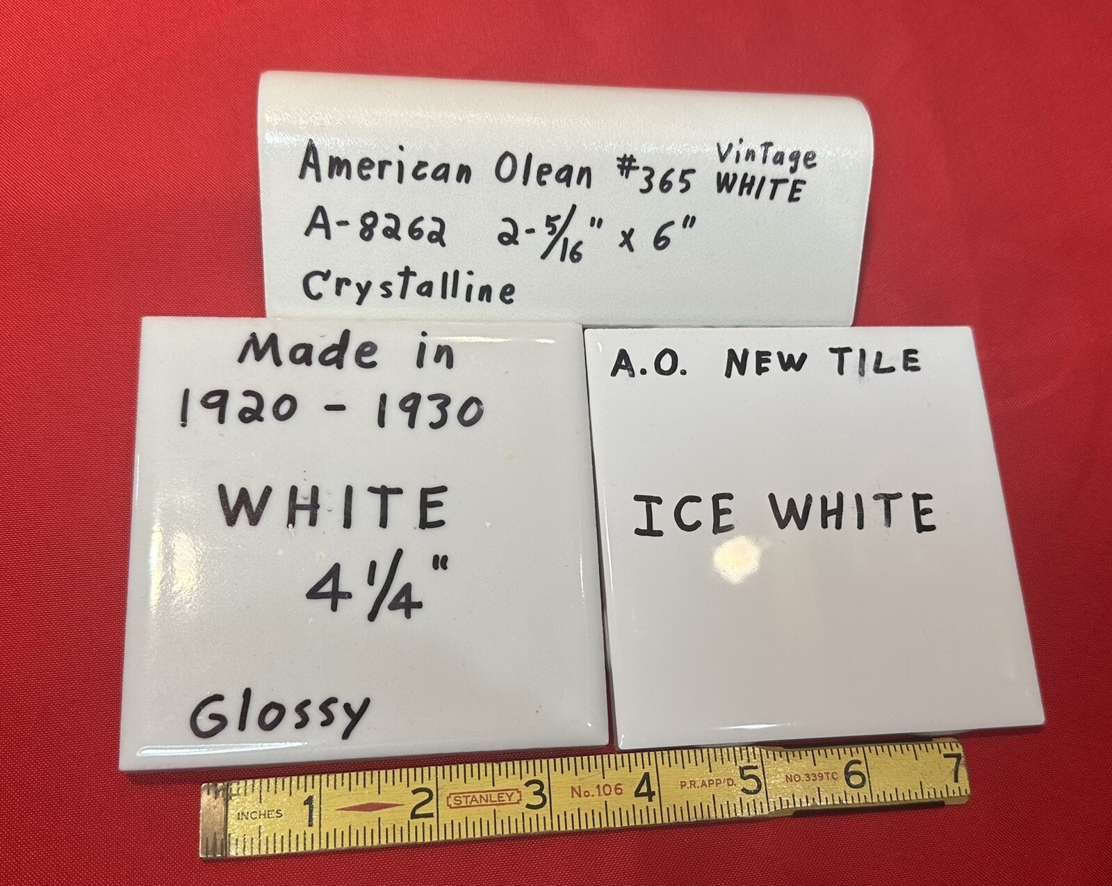 1pc. Off-White V-Cap Crystalline Ceramic Tile: Counter-Top Edging American Olean