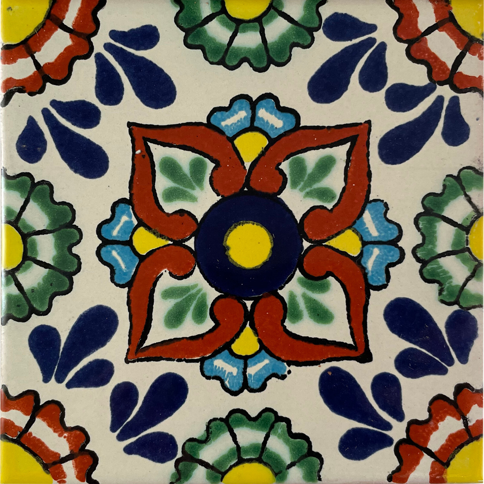 2″ x 2″ 36 pcs Pergolese Mexican Clay Tile Handmade Talavera Backsplash Mosaic