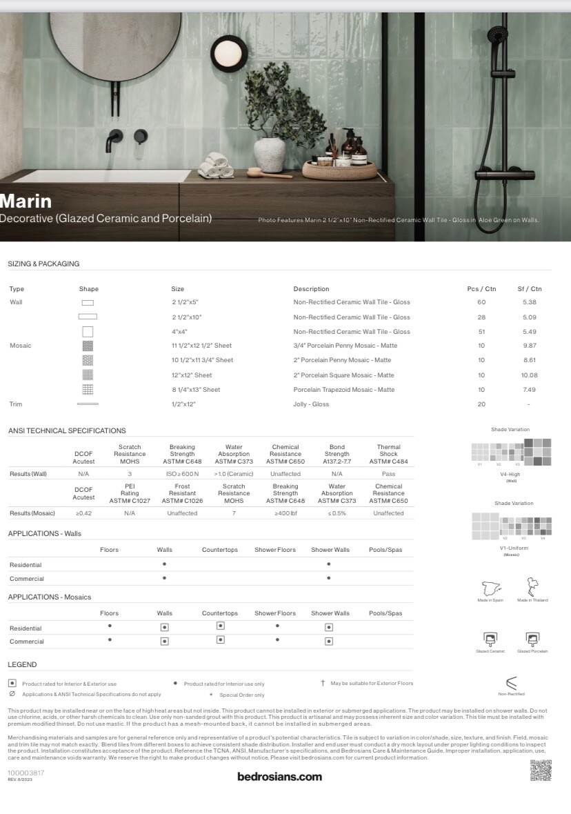 Bedrosians Marin Ceramic Tile Trim (Bullnose) – Ocean Teal