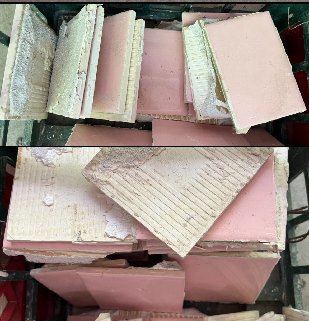 Vtg Lot 100’s-PINK Mosaic Tile USA Company-4 3/8″ Square Ceramic-Reclaimed-Ohio
