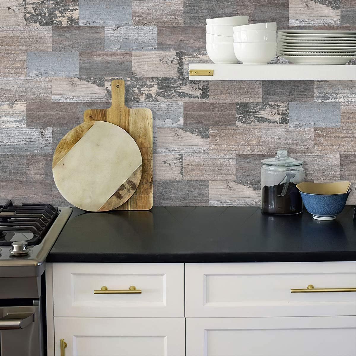 Peel and Stick Rustic Backsplash Wall Tile Self Adhesive for Kitchen Farmhouse F