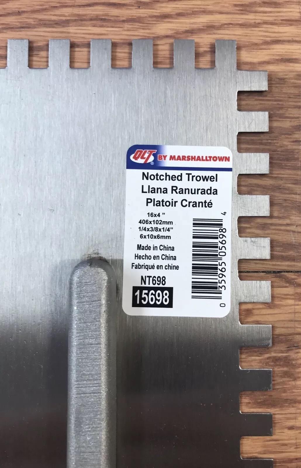 Marshalltown 16″ Tile Flooring Trowel 1/4″ x 3/8″ x 1/4″