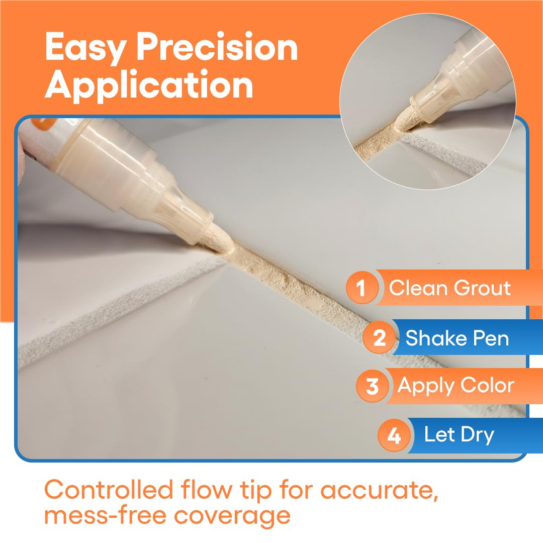 Grout Pen – Light Beige – Tile Grout Paint & Repair Pen for Bathroom & Kitchen,
