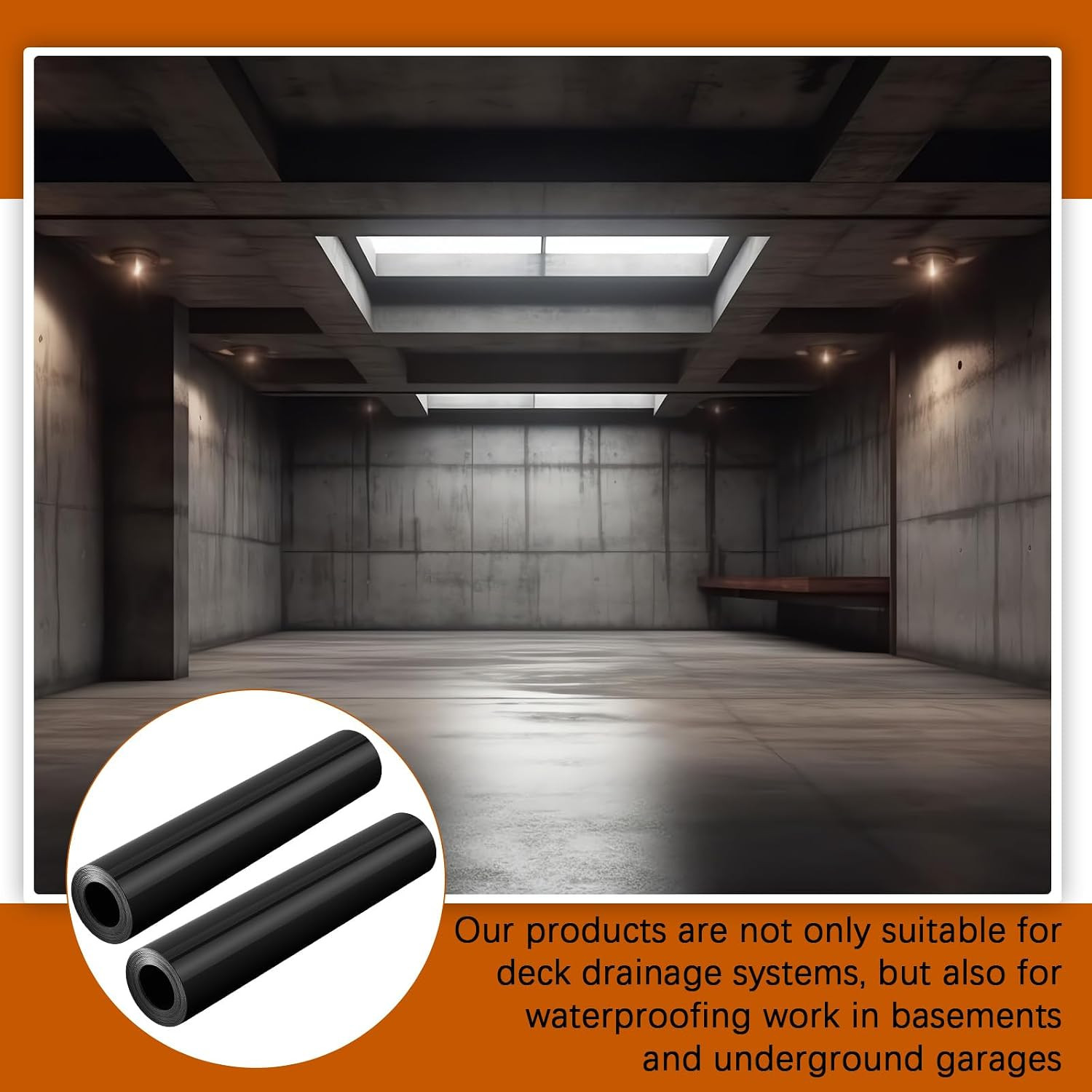 4 Pack Under Deck Drainage Membrane 16Ft Waterproof Trough Roll Black HDPE