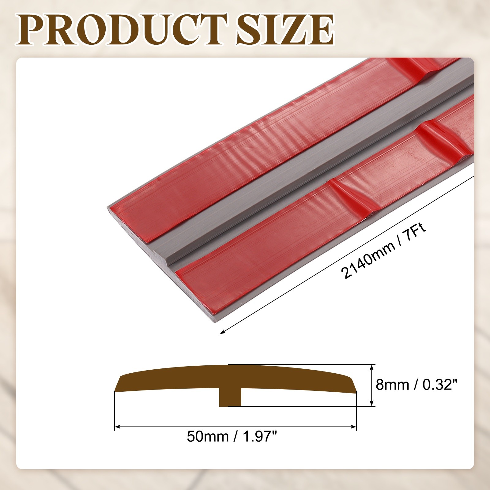 1.97″x7Ft Gray Wood Grain T-Molding Transition Strip Vinyl Edge Trim for Gap