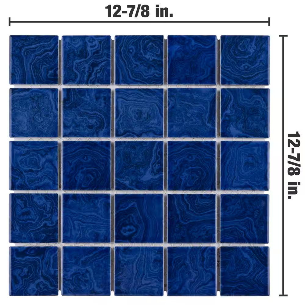 Resort Marine Blue 12 In. X 12 In. Porcelain Mosaic Tile (1.02 Sq. Ft./Each)